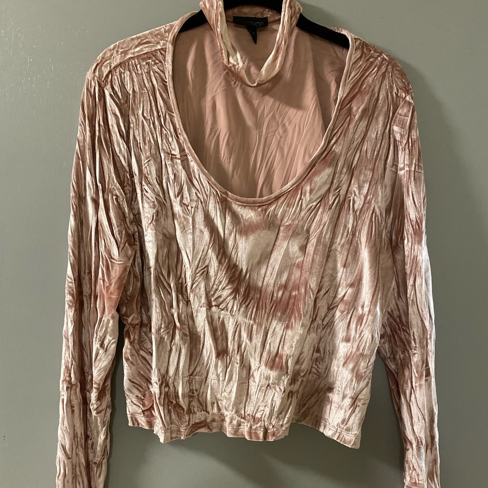 Pale pink velvet crop top